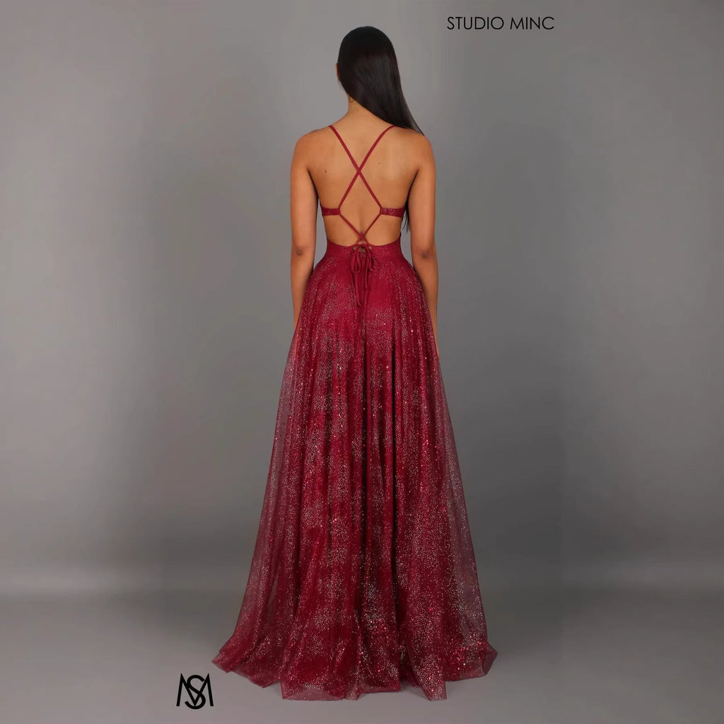 Elegant Womens V - neck Sleeveless Strapless Dress With A Flared Hem High Waist Split Women Long Dresses Party Dress - LADYLINE X
