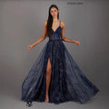 Elegant Womens V - neck Sleeveless Strapless Dress With A Flared Hem High Waist Split Women Long Dresses Party Dress - LADYLINE X