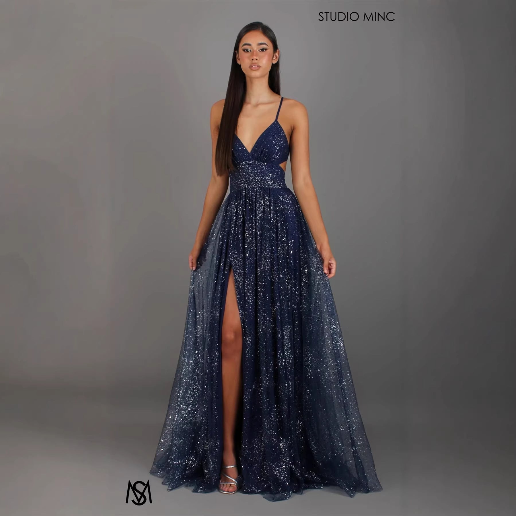 Elegant Womens V - neck Sleeveless Strapless Dress With A Flared Hem High Waist Split Women Long Dresses Party Dress - LADYLINE X