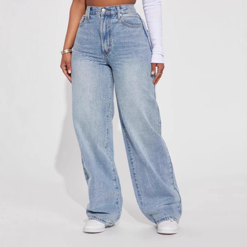 Euro - American Cross - Border Light Blue High - Waist Straight - Leg Jeans - LADYLINE X