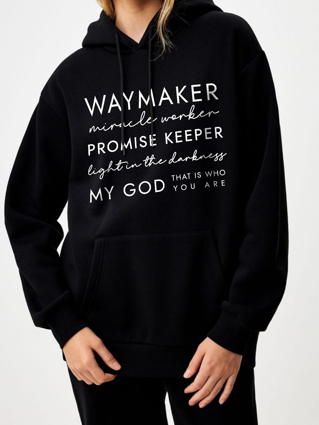 European And American - style Hooded Sweatshirt Solid - color Lettered Sweatshirt - LADYLINE X