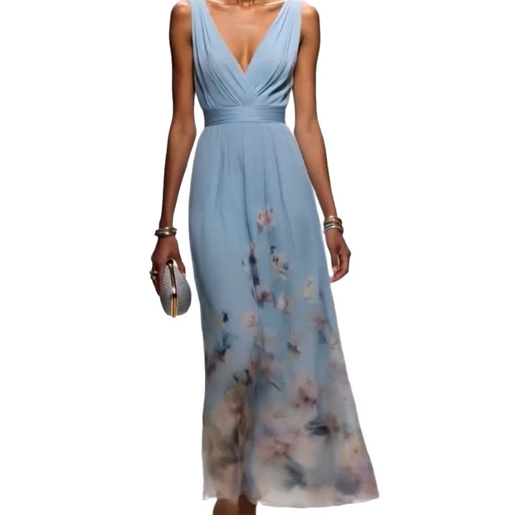 Evening Gown Elegant V - neck Cross - border Dress - LADYLINE X