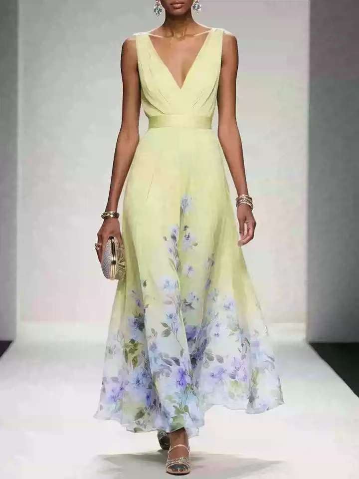 Evening Gown Elegant V - neck Cross - border Dress - LADYLINE X
