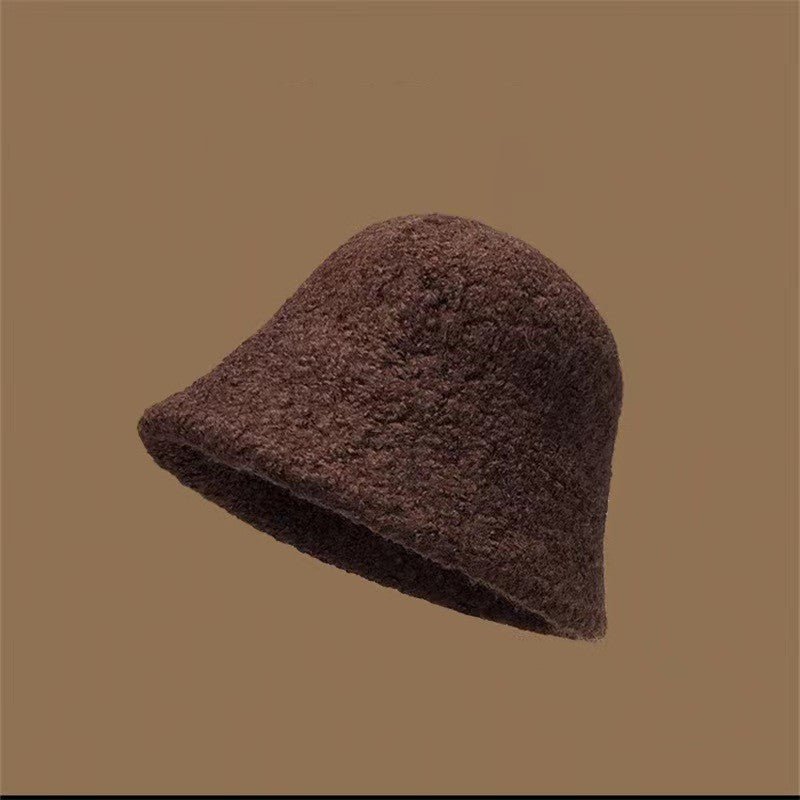 Face - flattering Solid - color Warm Bucket Hat - LADYLINE X