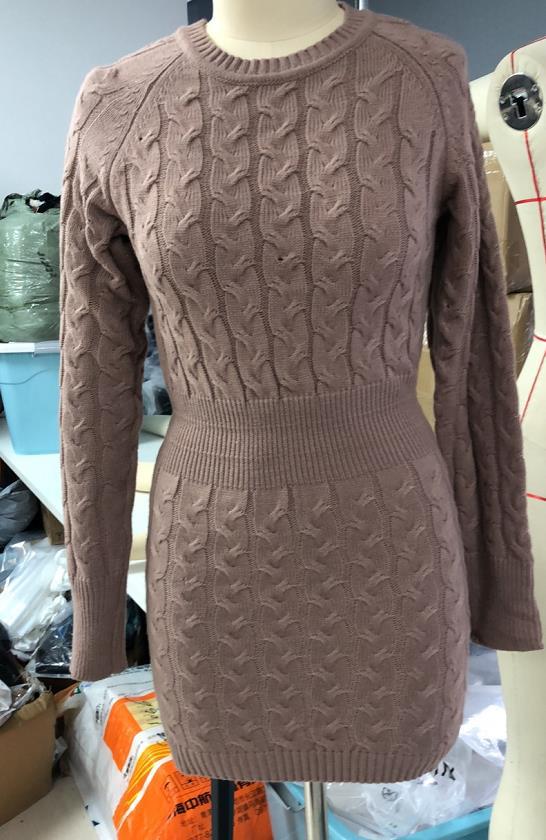 FallWinter Crew - Neck Long - Sleeve Bodycon Sweater Dress - LADYLINE X