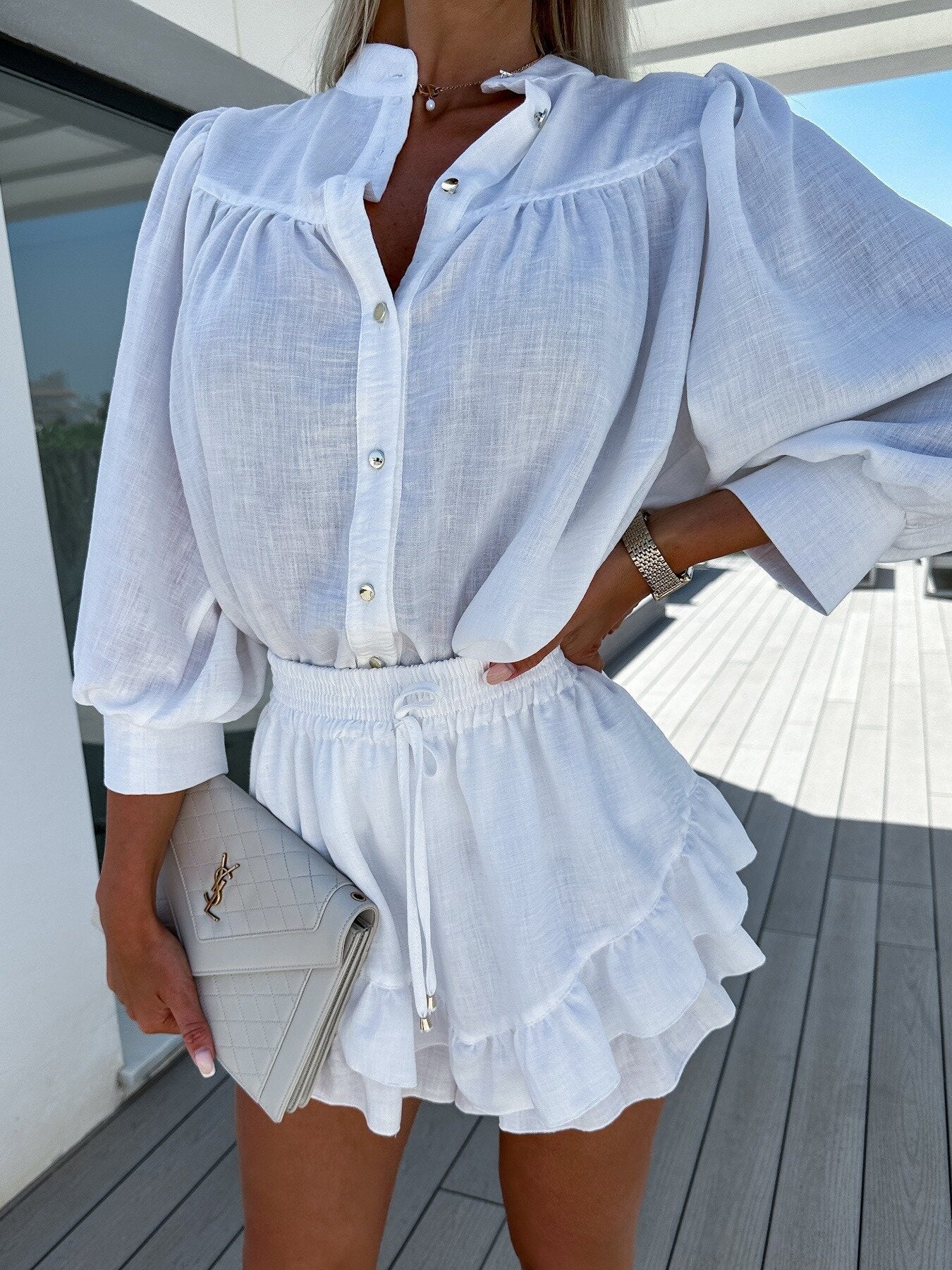 Fashion Cotton Linen Shirt Skirt Outfit - LADYLINE X