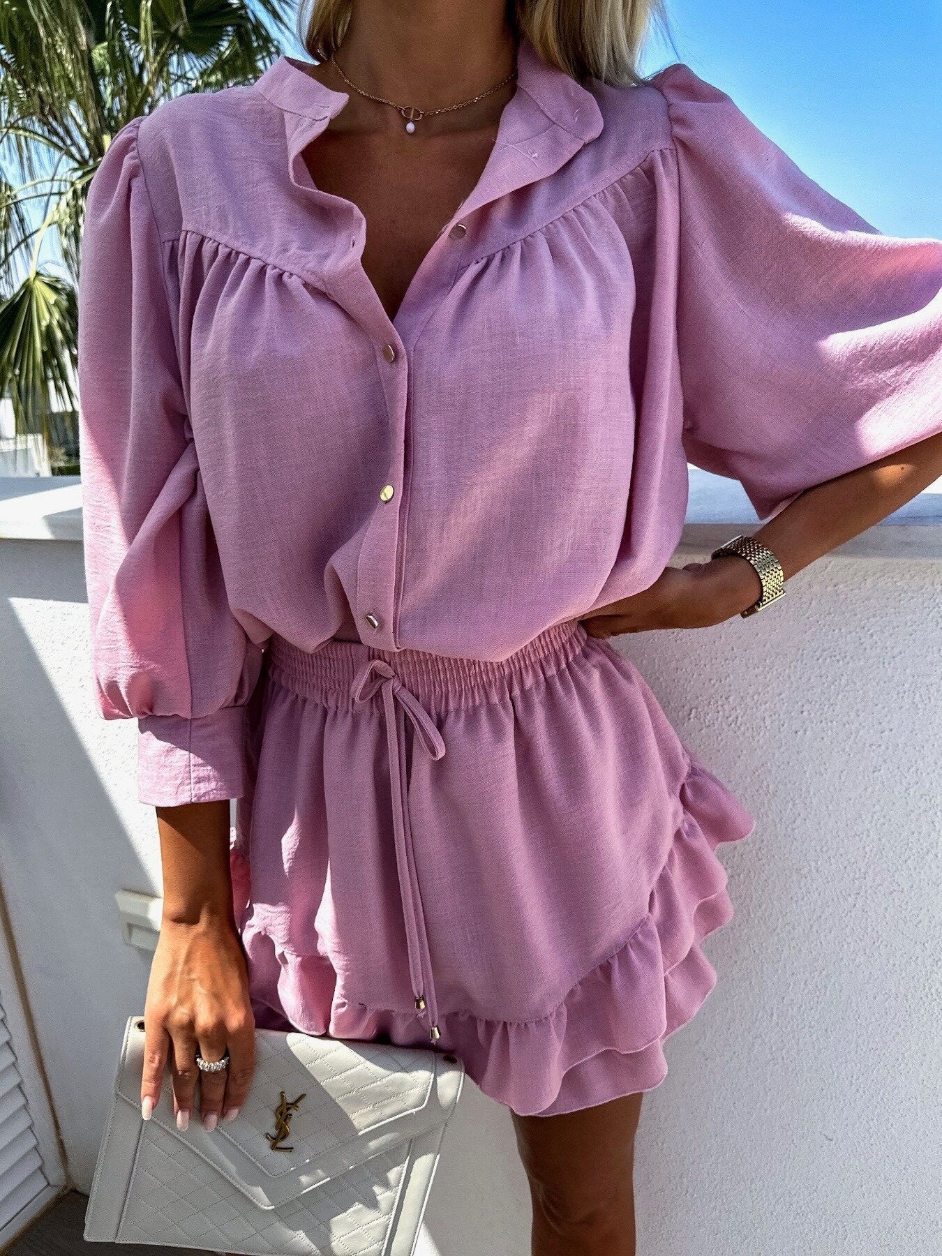 Fashion Cotton Linen Shirt Skirt Outfit - LADYLINE X