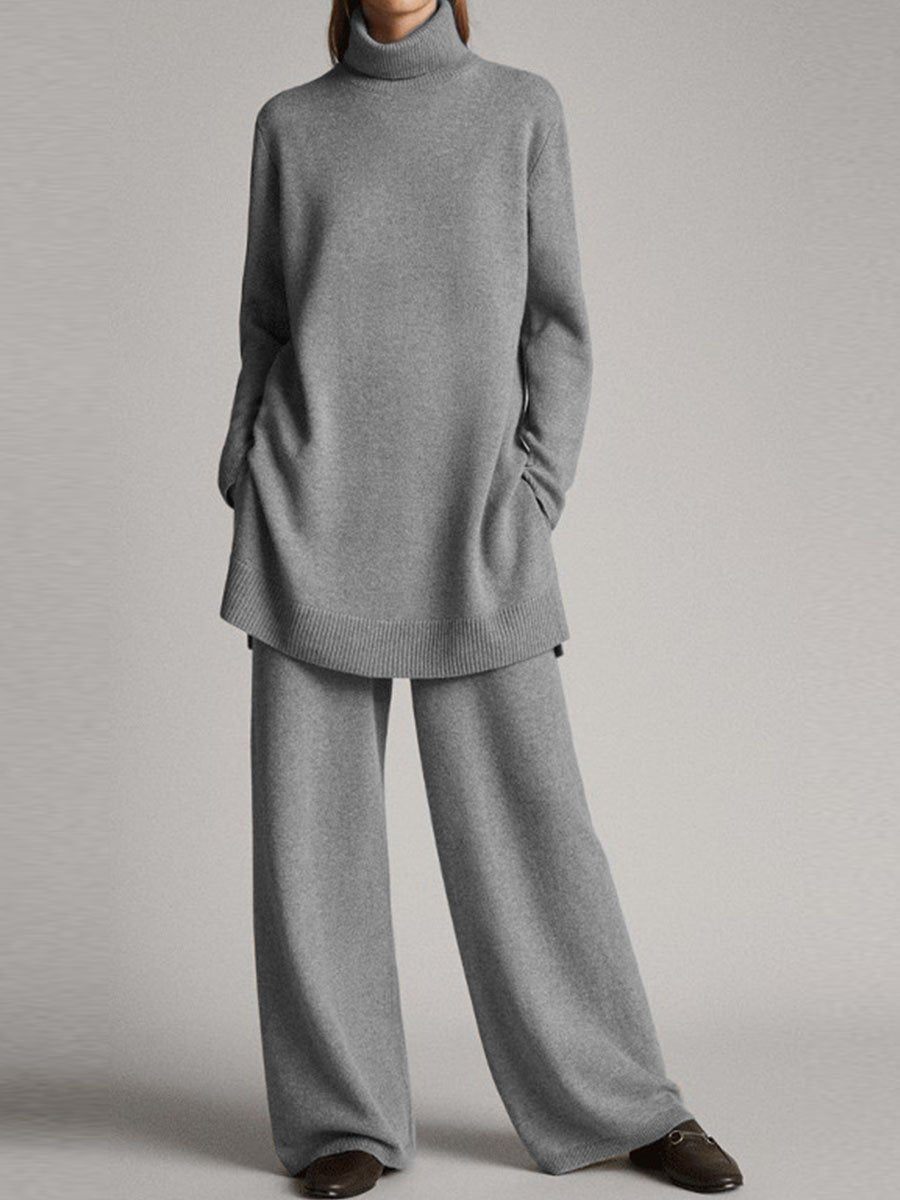 Fashion Women's Knitted Sweater Trousers Suit - LADYLINE X