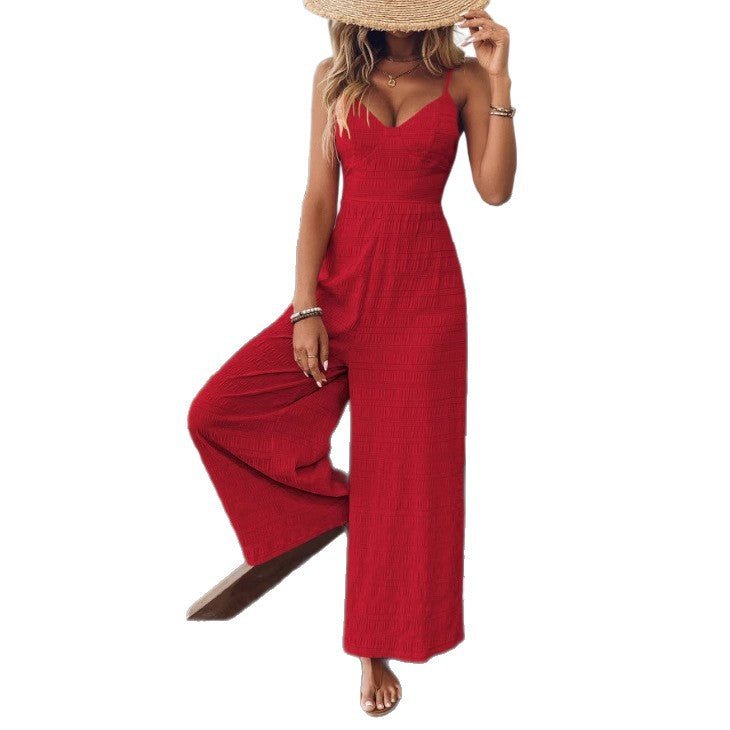 Fashionable Casual Jumpsuit With Shoulder Straps And A Bow Detail On The Back - LADYLINE X