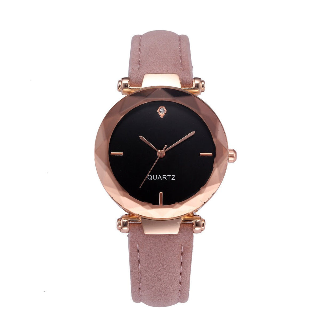 Fashionable Couples Waterdrop - Cut Diamond Frosted Leather Strap Quartz Rhombus Watch For Women - LADYLINE X