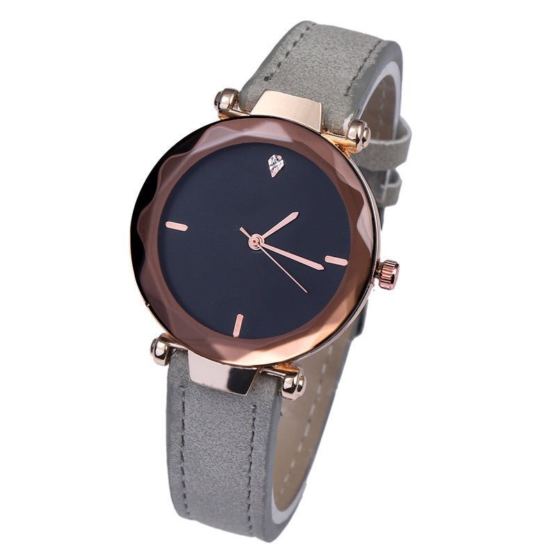 Fashionable Couples Waterdrop - Cut Diamond Frosted Leather Strap Quartz Rhombus Watch For Women - LADYLINE X