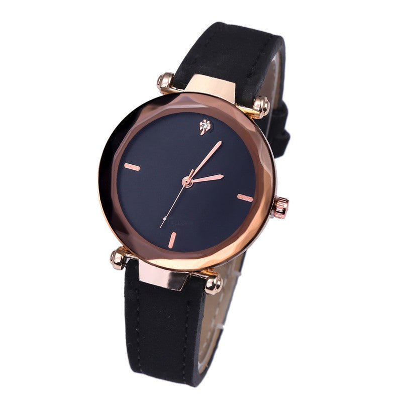 Fashionable Couples Waterdrop - Cut Diamond Frosted Leather Strap Quartz Rhombus Watch For Women - LADYLINE X