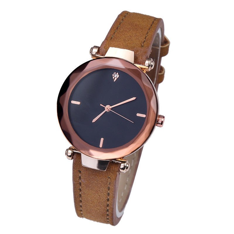 Fashionable Couples Waterdrop - Cut Diamond Frosted Leather Strap Quartz Rhombus Watch For Women - LADYLINE X