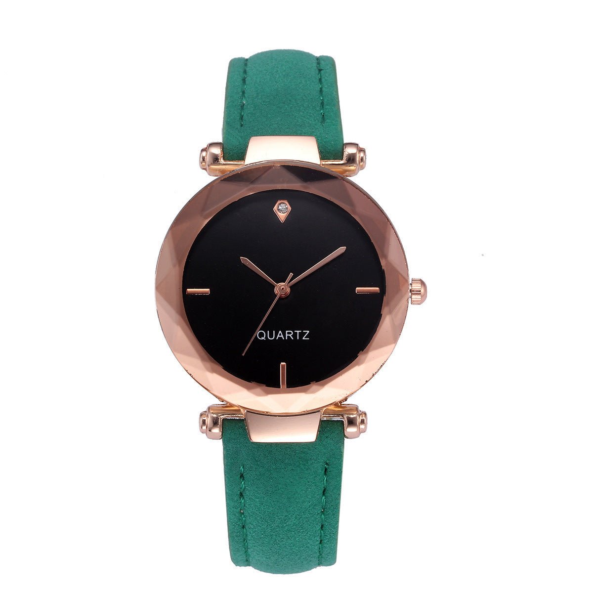 Fashionable Couples Waterdrop - Cut Diamond Frosted Leather Strap Quartz Rhombus Watch For Women - LADYLINE X