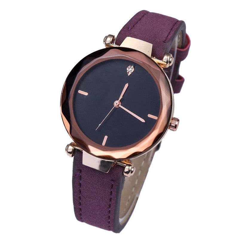 Fashionable Couples Waterdrop - Cut Diamond Frosted Leather Strap Quartz Rhombus Watch For Women - LADYLINE X