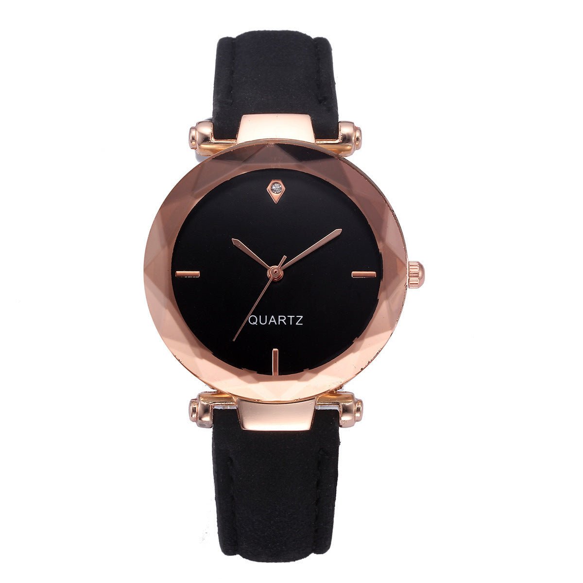 Fashionable Couples Waterdrop - Cut Diamond Frosted Leather Strap Quartz Rhombus Watch For Women - LADYLINE X