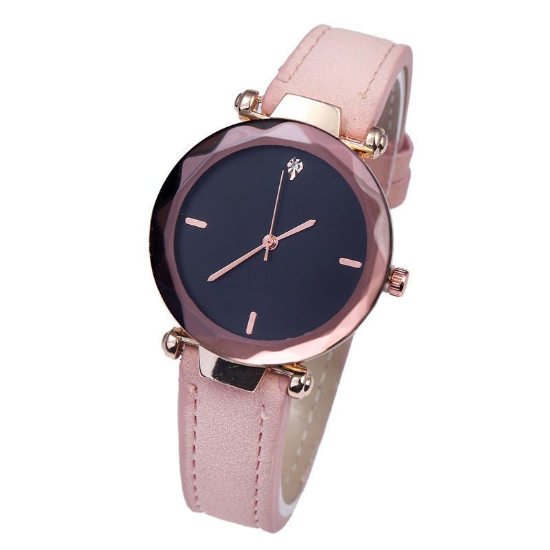 Fashionable Couples Waterdrop - Cut Diamond Frosted Leather Strap Quartz Rhombus Watch For Women - LADYLINE X