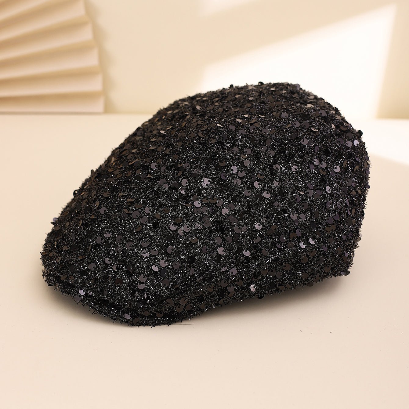 Fashionable Plain - color Sequined Forward Hat - Classic And Versatile, With Lustrous Petal - like Brim. Suitable For Stage Performances. - LADYLINE X