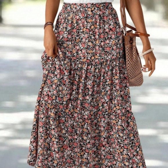 Fashionable Printed Floral High - Waisted Skirt - LADYLINE X