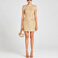 Fashionable Short - Sleeve Stand - Collar Dress For Women - LADYLINE X