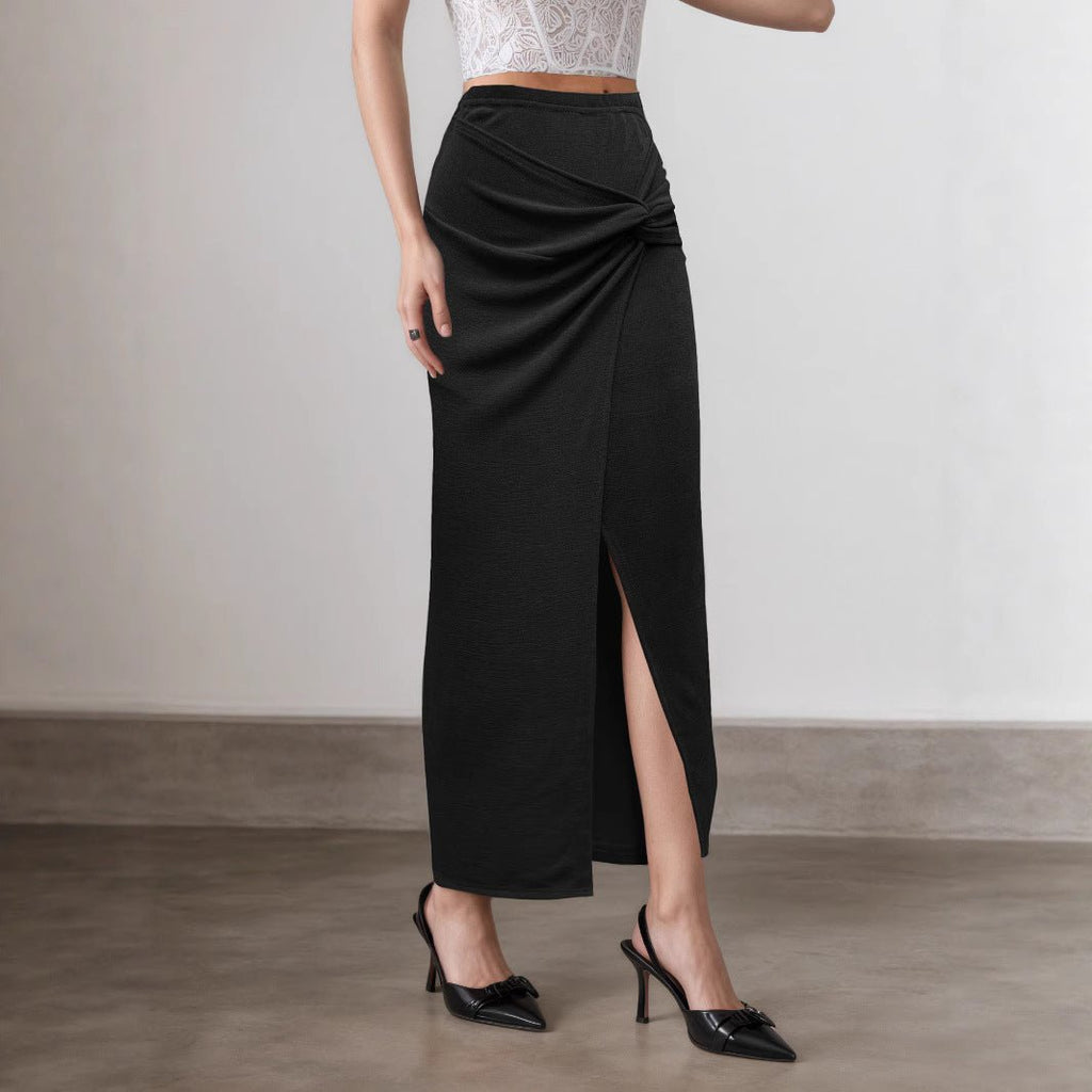 Fashionable Slim - fit Twisted Midi Skirt - LADYLINE X