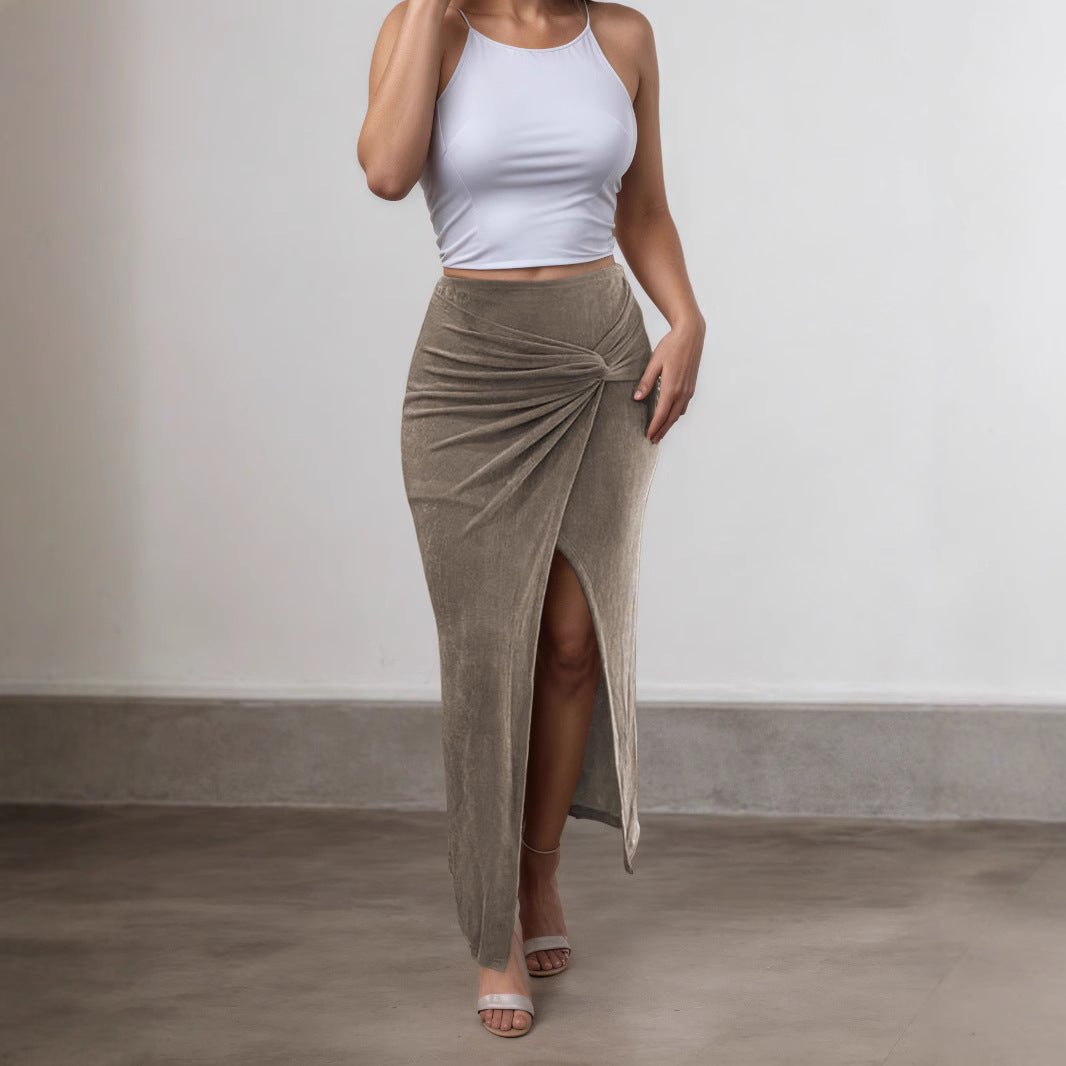 Fashionable Slim - fit Twisted Midi Skirt - LADYLINE X