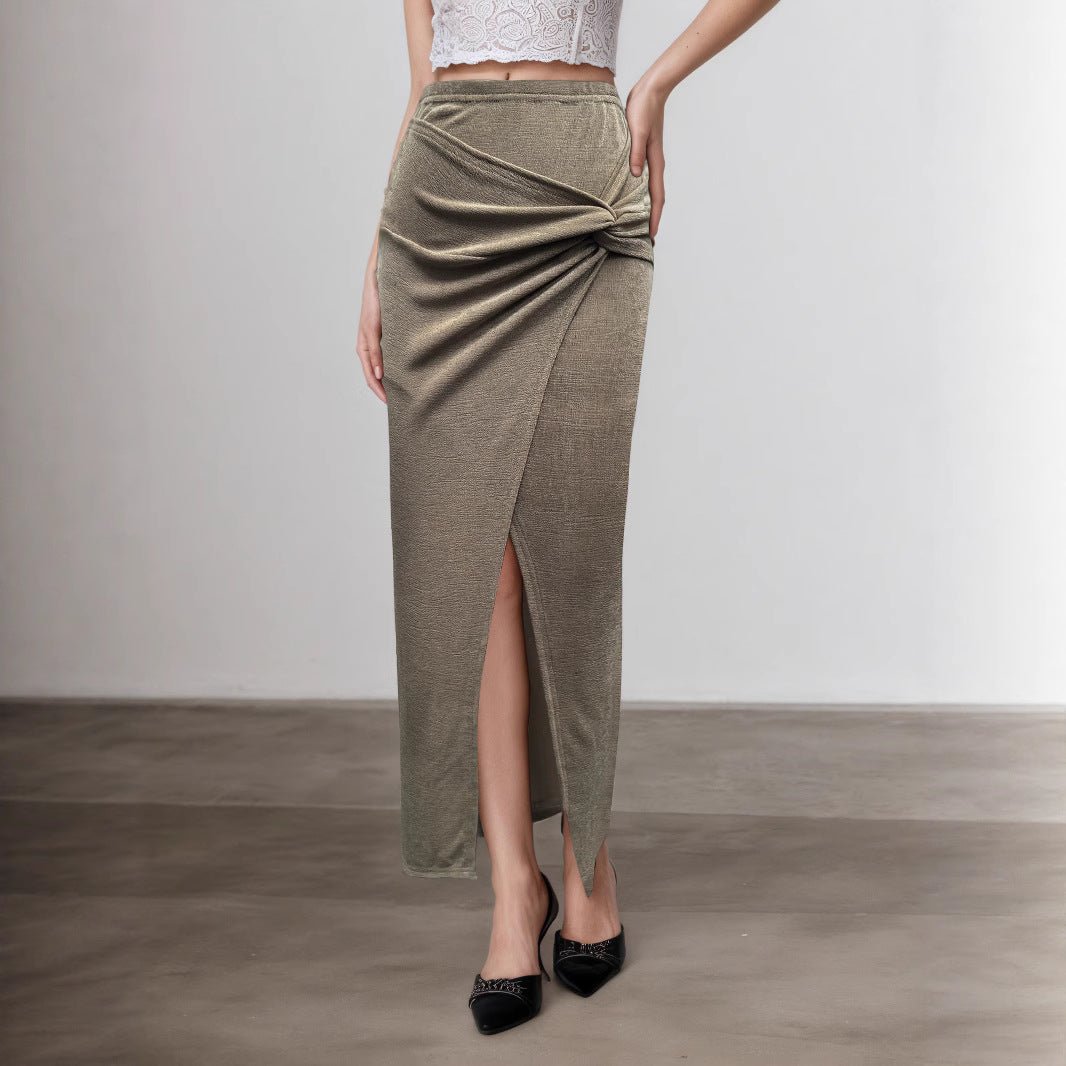 Fashionable Slim - fit Twisted Midi Skirt - LADYLINE X
