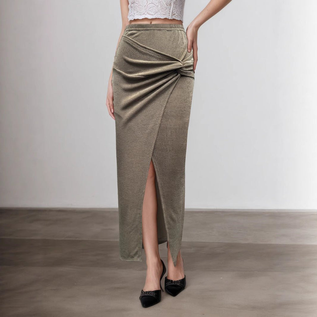 Fashionable Slim - fit Twisted Midi Skirt - LADYLINE X