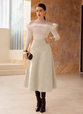 Fashionable Solid - Color Faux Suede Elegant Skirt - LADYLINE X