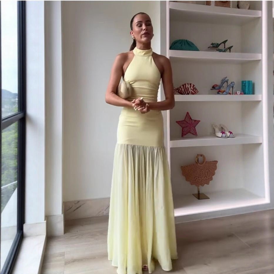 Flowing Resort - style Patchwork Maxi Dress, Fairy - like Gown - LADYLINE X