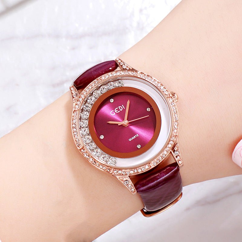 GEDI Double - Diamond Leather Belt Watch - LADYLINE X