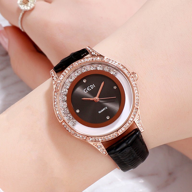GEDI Double - Diamond Leather Belt Watch - LADYLINE X
