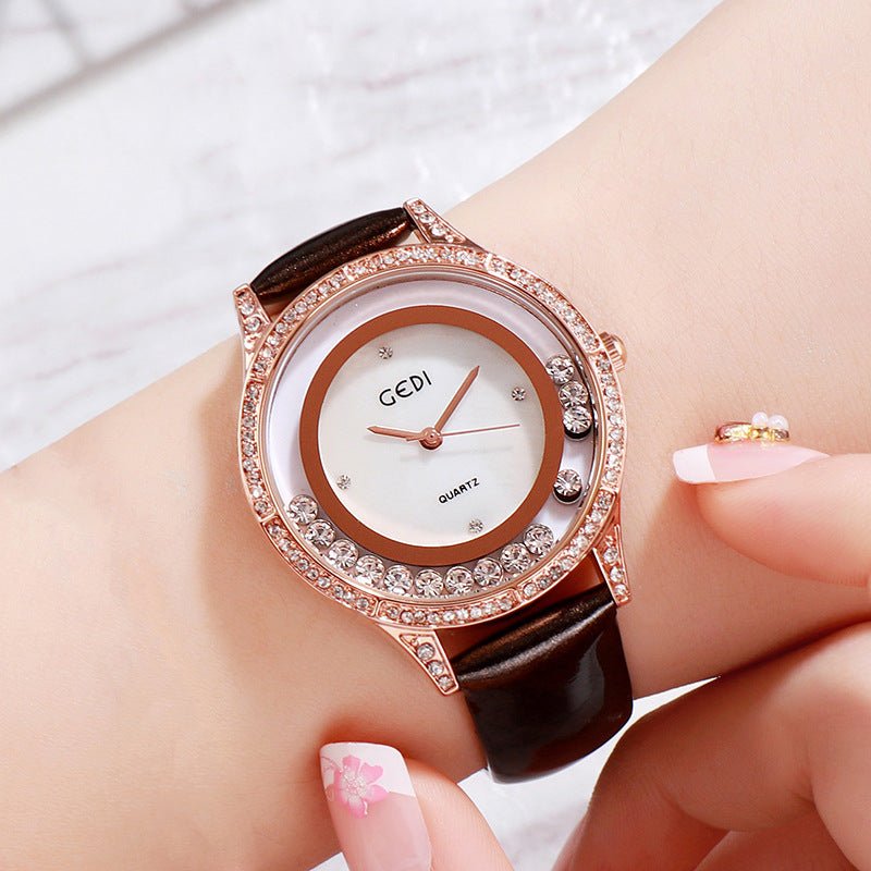 GEDI Double - Diamond Leather Belt Watch - LADYLINE X