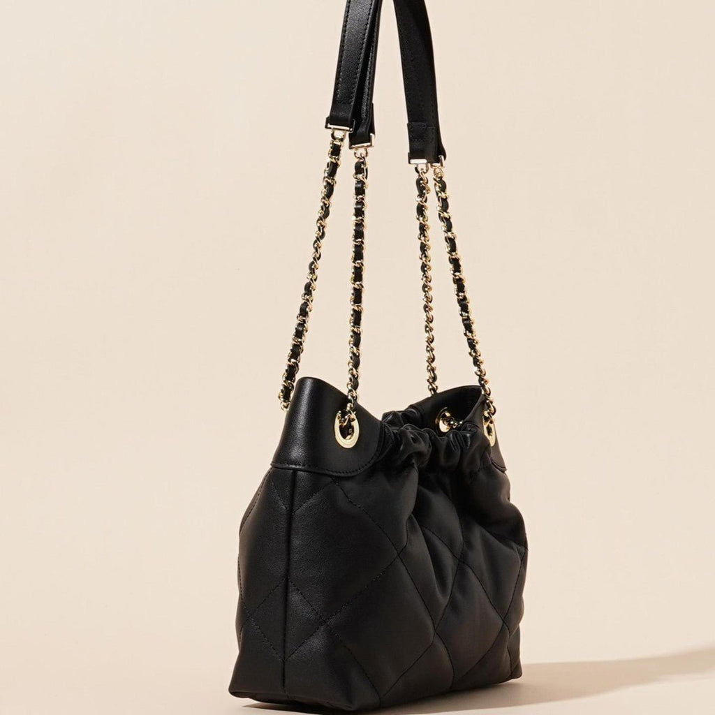 Genuine Leather Pleated ShoulderCrossbody Bag With Chain Strap - LADYLINE X