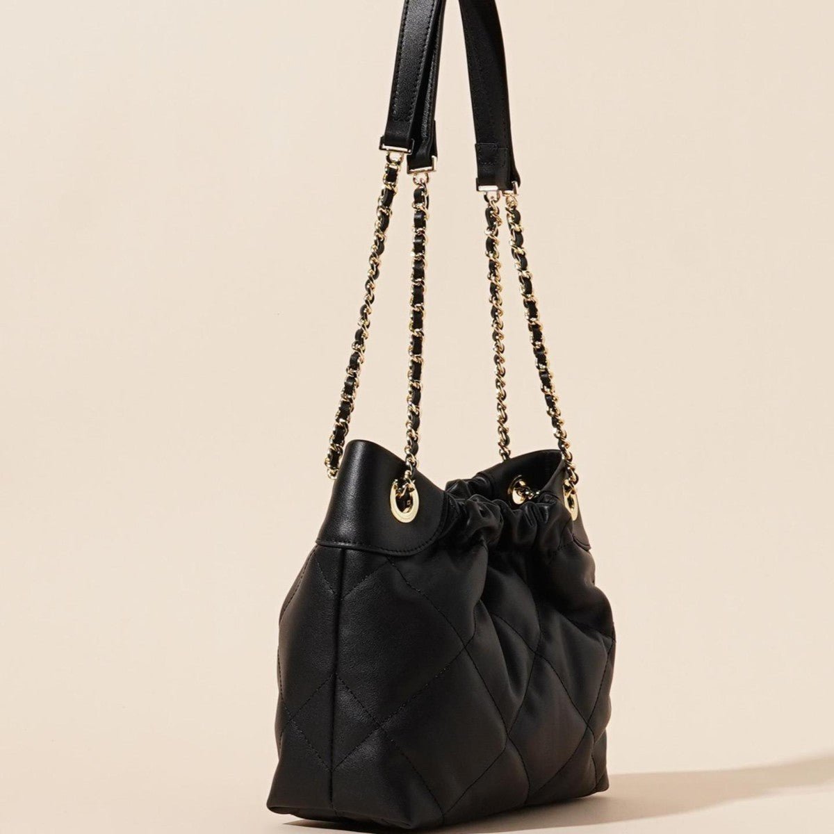 Genuine Leather Pleated ShoulderCrossbody Bag With Chain Strap - LADYLINE X