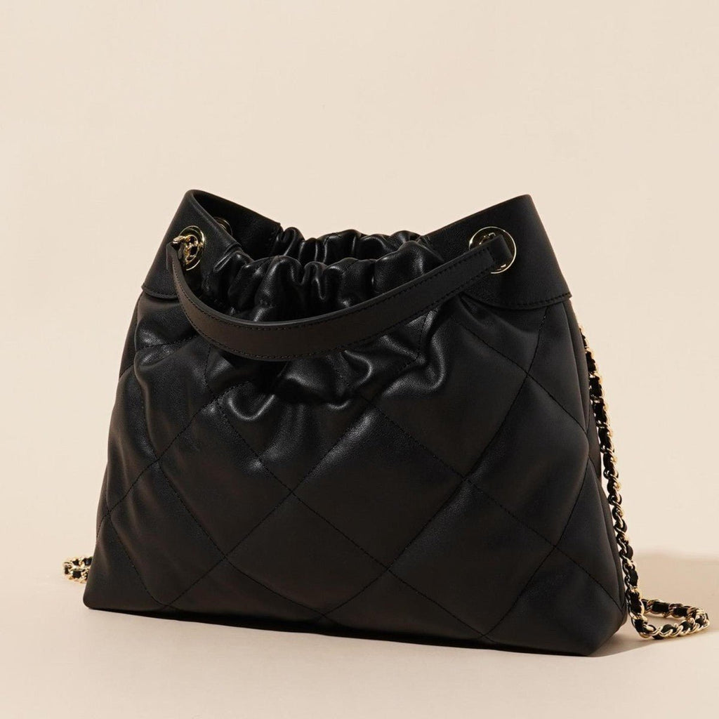 Genuine Leather Pleated ShoulderCrossbody Bag With Chain Strap - LADYLINE X