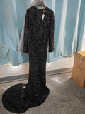 Grey Long Sleeve Sequin Evening Dress - LADYLINE X