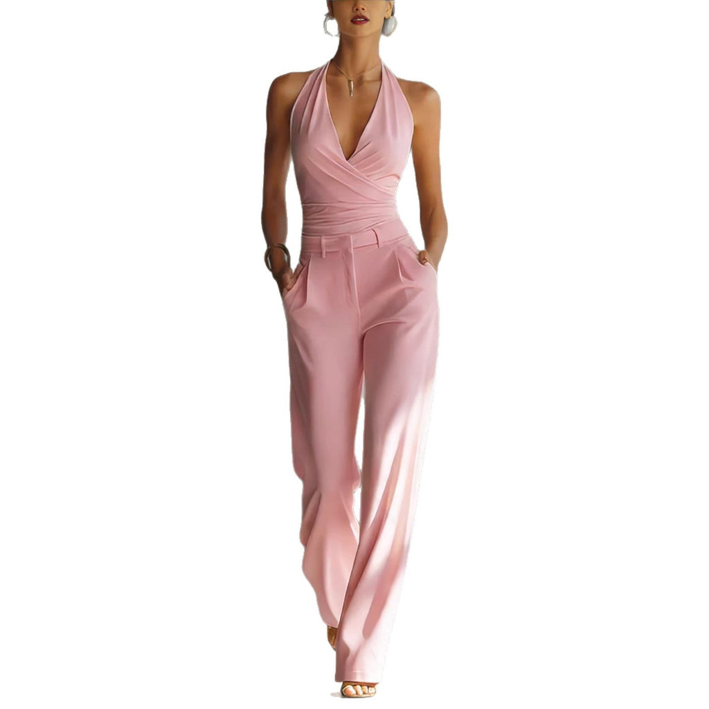 Halter Top And High - waisted Wide - leg Pants Casual Set - LADYLINE X