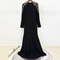Heavy Industry Beads Diamond Front Slit Small Trailing Dress - LADYLINE X