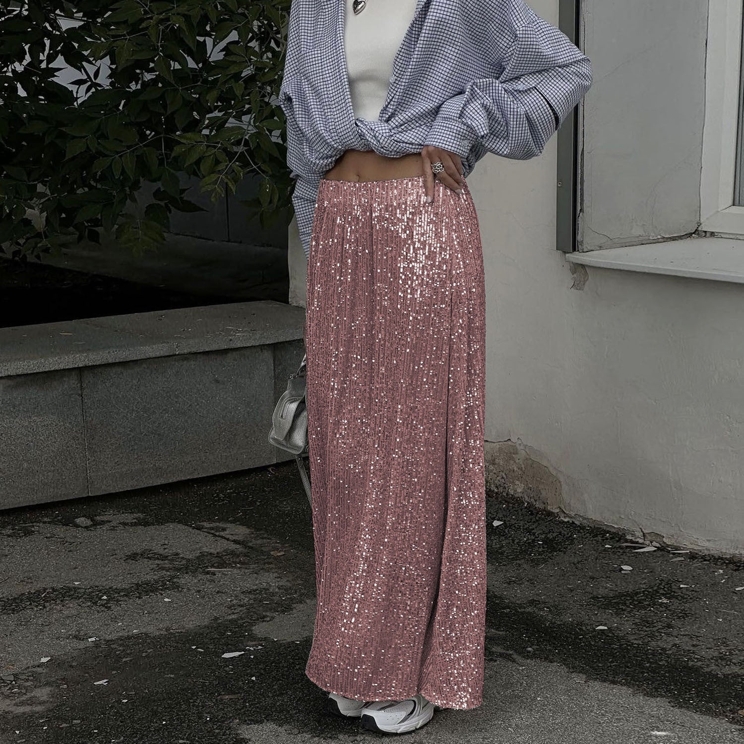 High - density Sequin Midi Skirt For Women Social Media Favorite - LADYLINE X