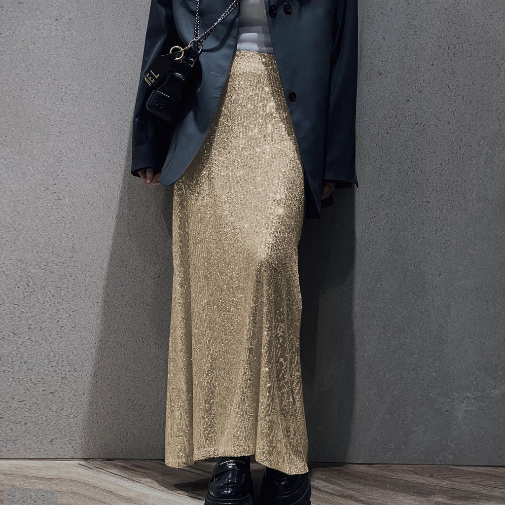 High - density Sequin Midi Skirt For Women Social Media Favorite - LADYLINE X