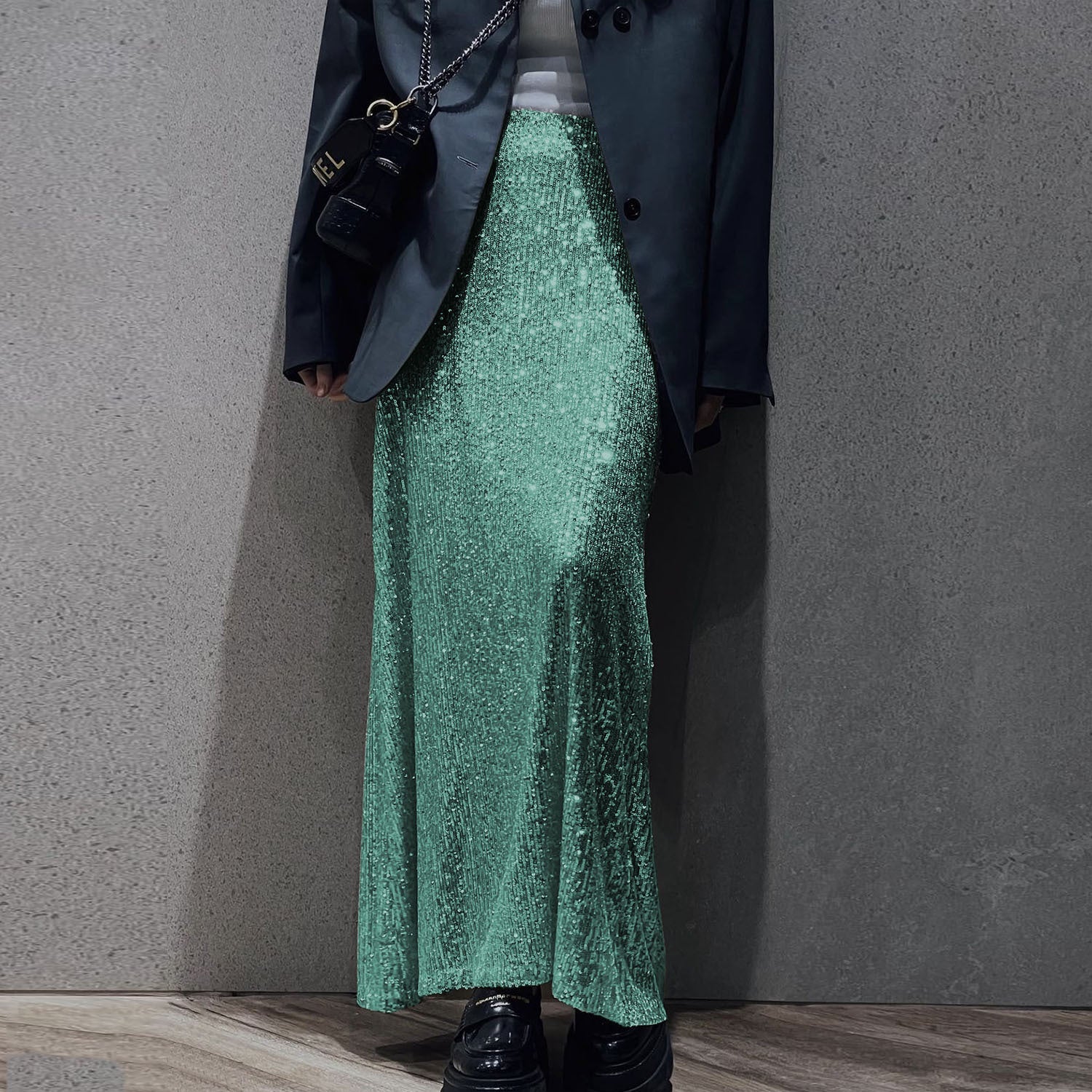 High - density Sequin Midi Skirt For Women Social Media Favorite - LADYLINE X