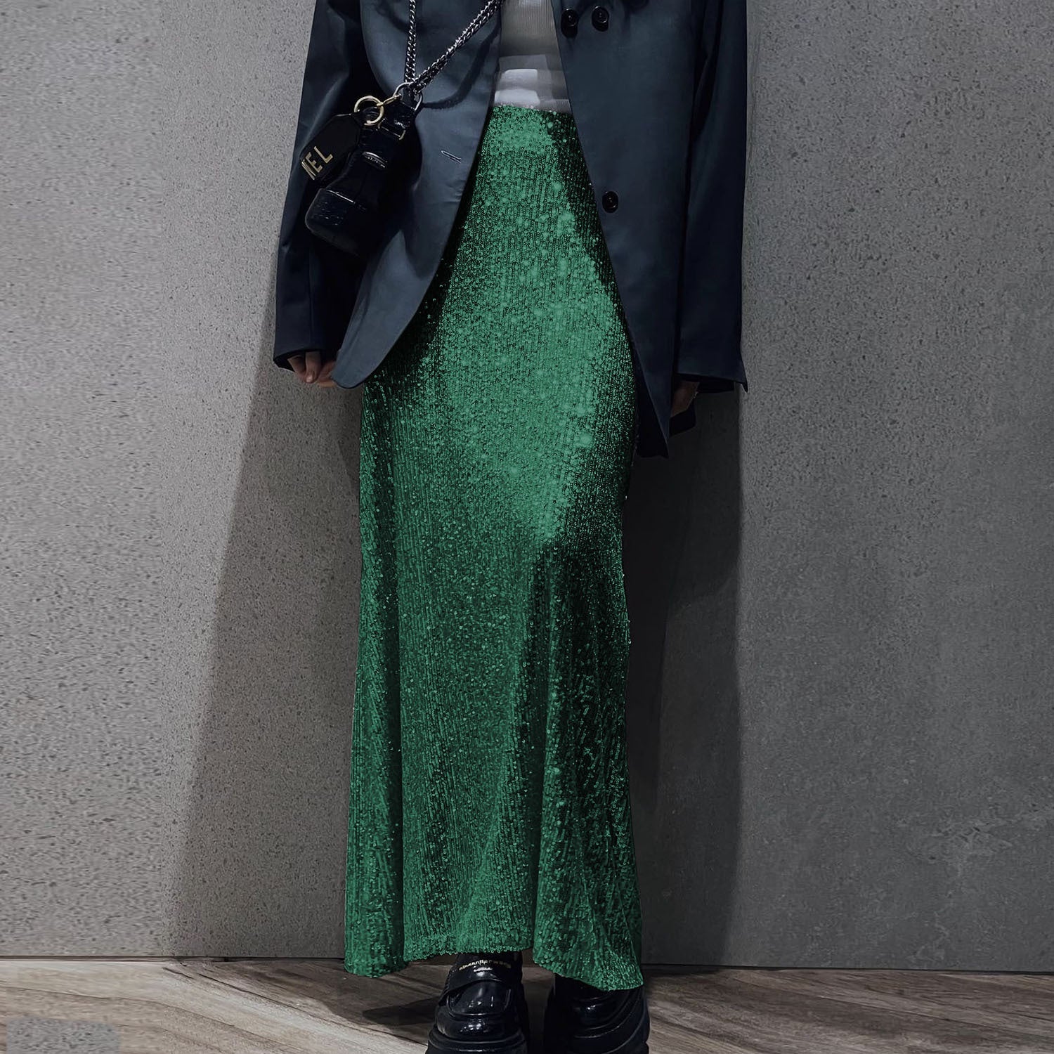 High - density Sequin Midi Skirt For Women Social Media Favorite - LADYLINE X