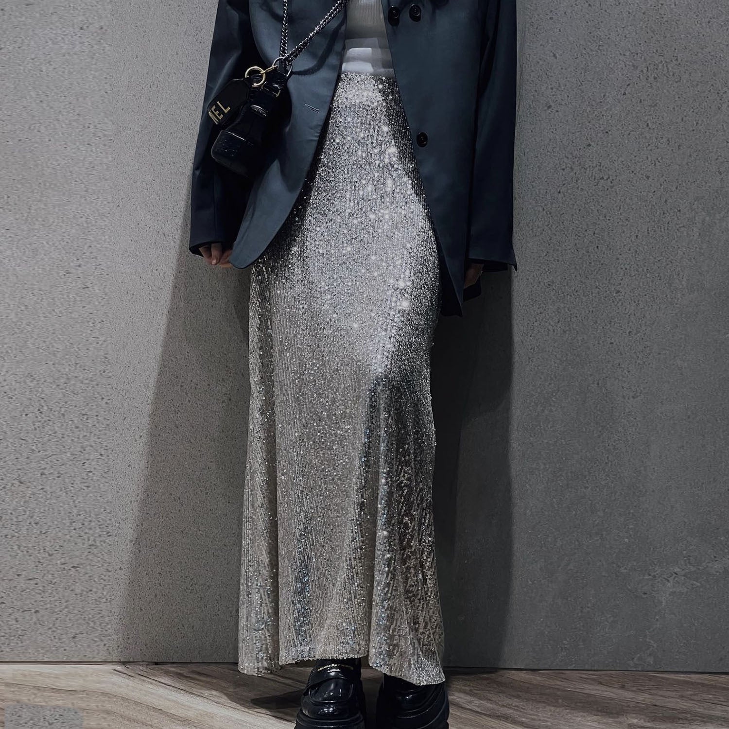 High - density Sequin Midi Skirt For Women Social Media Favorite - LADYLINE X