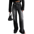 High - waisted, Slightly Flared, Washed Denim Jeans With A Slanted Waistband - LADYLINE X