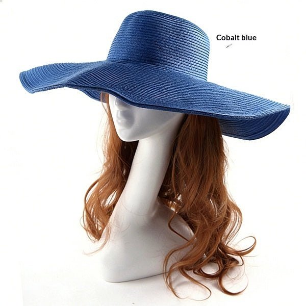 Large - brimmed Round - top Straw Hat For Summer Solid Color DIY - friendly - LADYLINE X