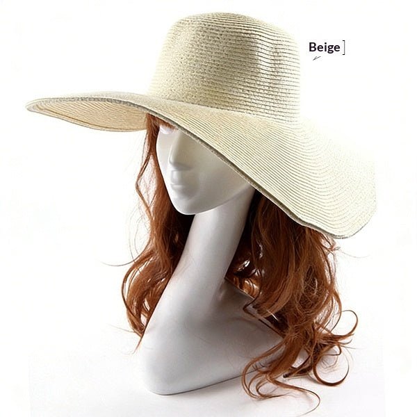 Large - brimmed Round - top Straw Hat For Summer Solid Color DIY - friendly - LADYLINE X