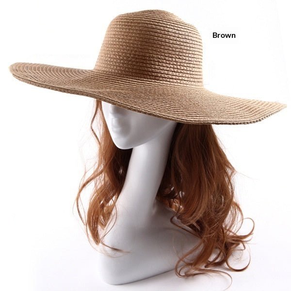 Large - brimmed Round - top Straw Hat For Summer Solid Color DIY - friendly - LADYLINE X