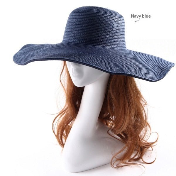 Large - brimmed Round - top Straw Hat For Summer Solid Color DIY - friendly - LADYLINE X