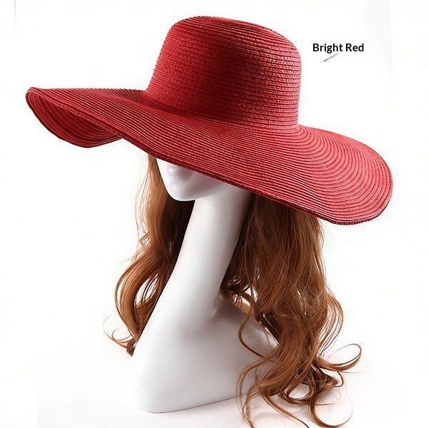 Large - brimmed Round - top Straw Hat For Summer Solid Color DIY - friendly - LADYLINE X